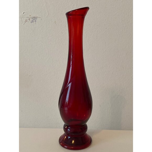 Ruby Red Avon Glass Swirl Unforgettable Cologne Bottle Bud Vase Empty VTG - Picture 4 of 12